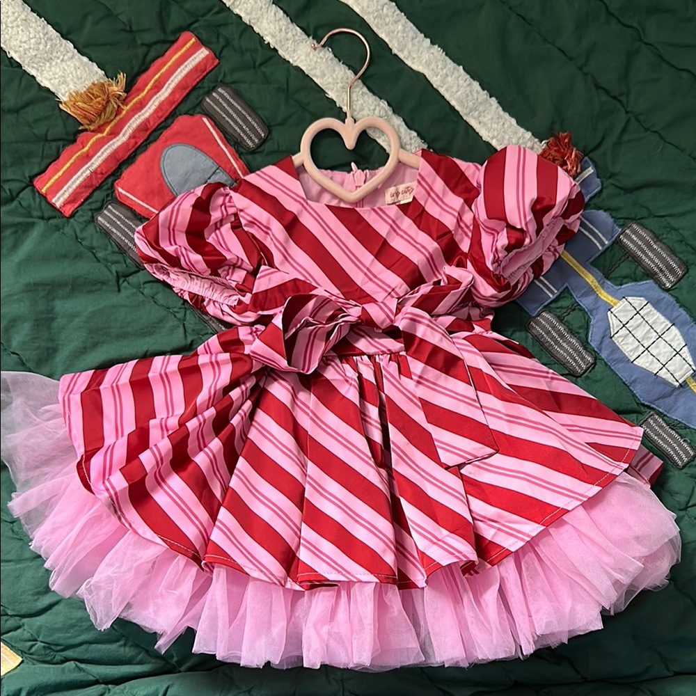 Ivy City Co Pink and Red Striped Dress